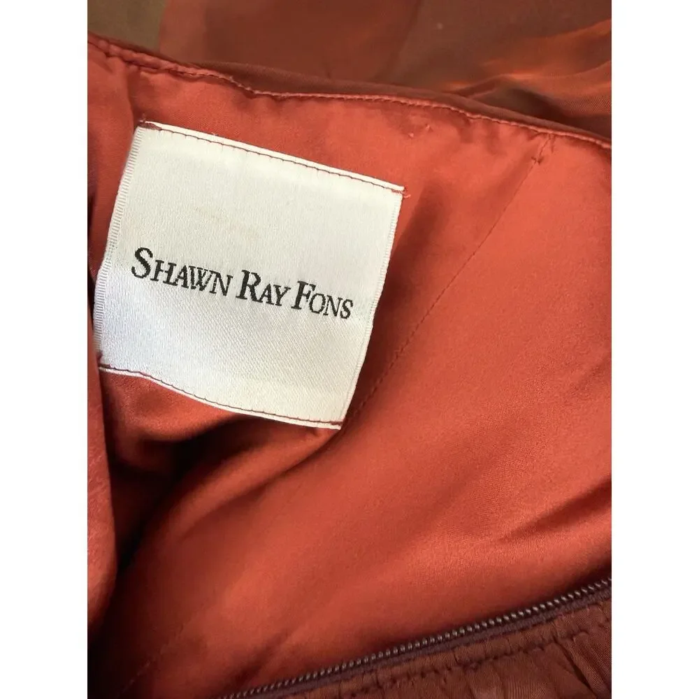 Vtg Shawn Ray Fons Strapless Tiered Ruffle Silk Evening Gown Ruffle Terracotta